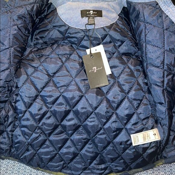 7 FOR ALL MANKIND Olive Green and Navy Buffalo Check Flannel Overshirt- 4T NWT! - Picture 11 of 11